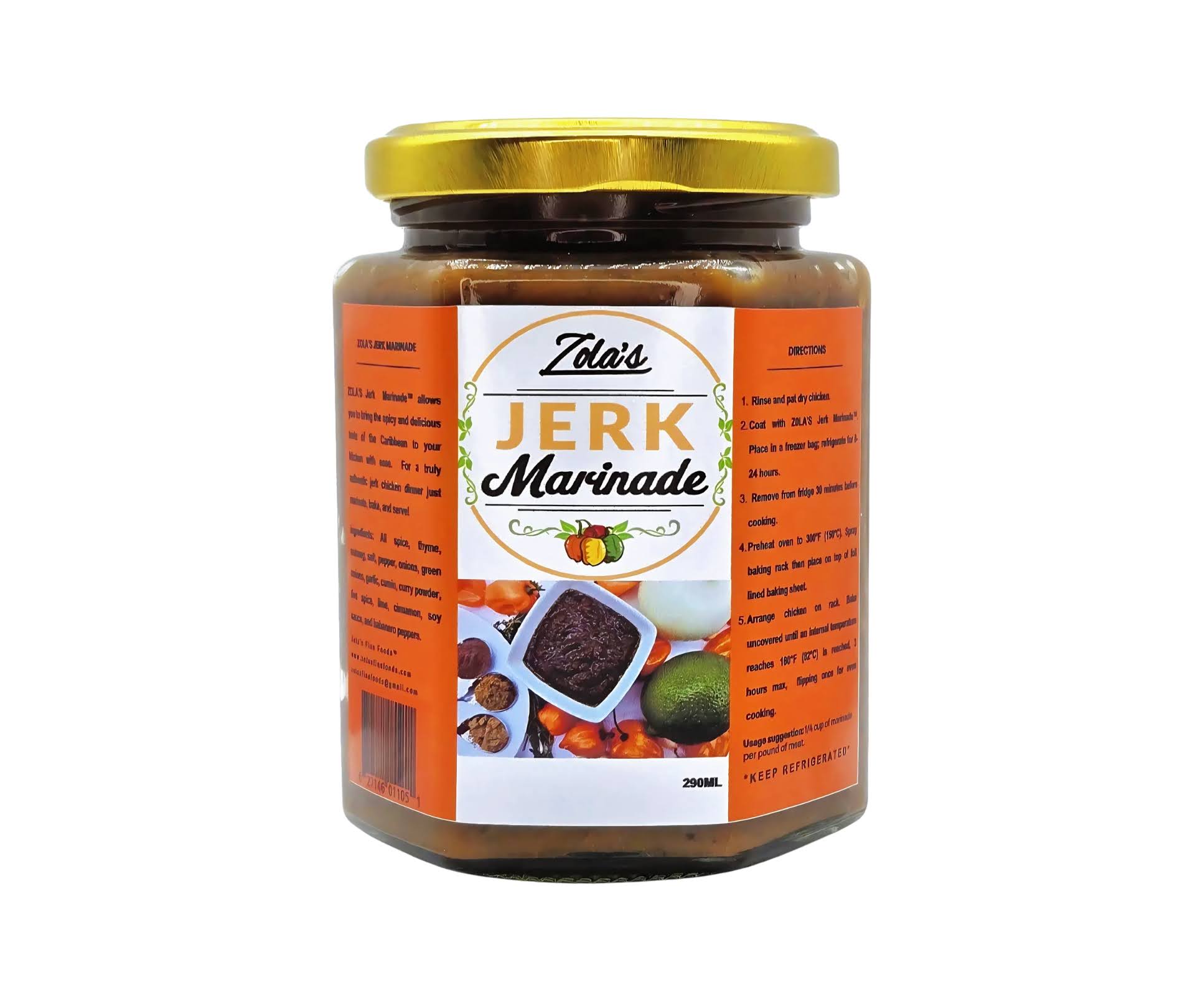Zola's Jerk Marinade jars — 170ml and 290ml