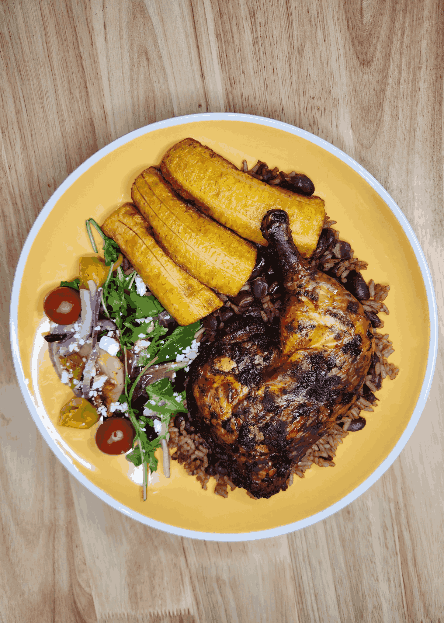 Jerk chicken dinner plate