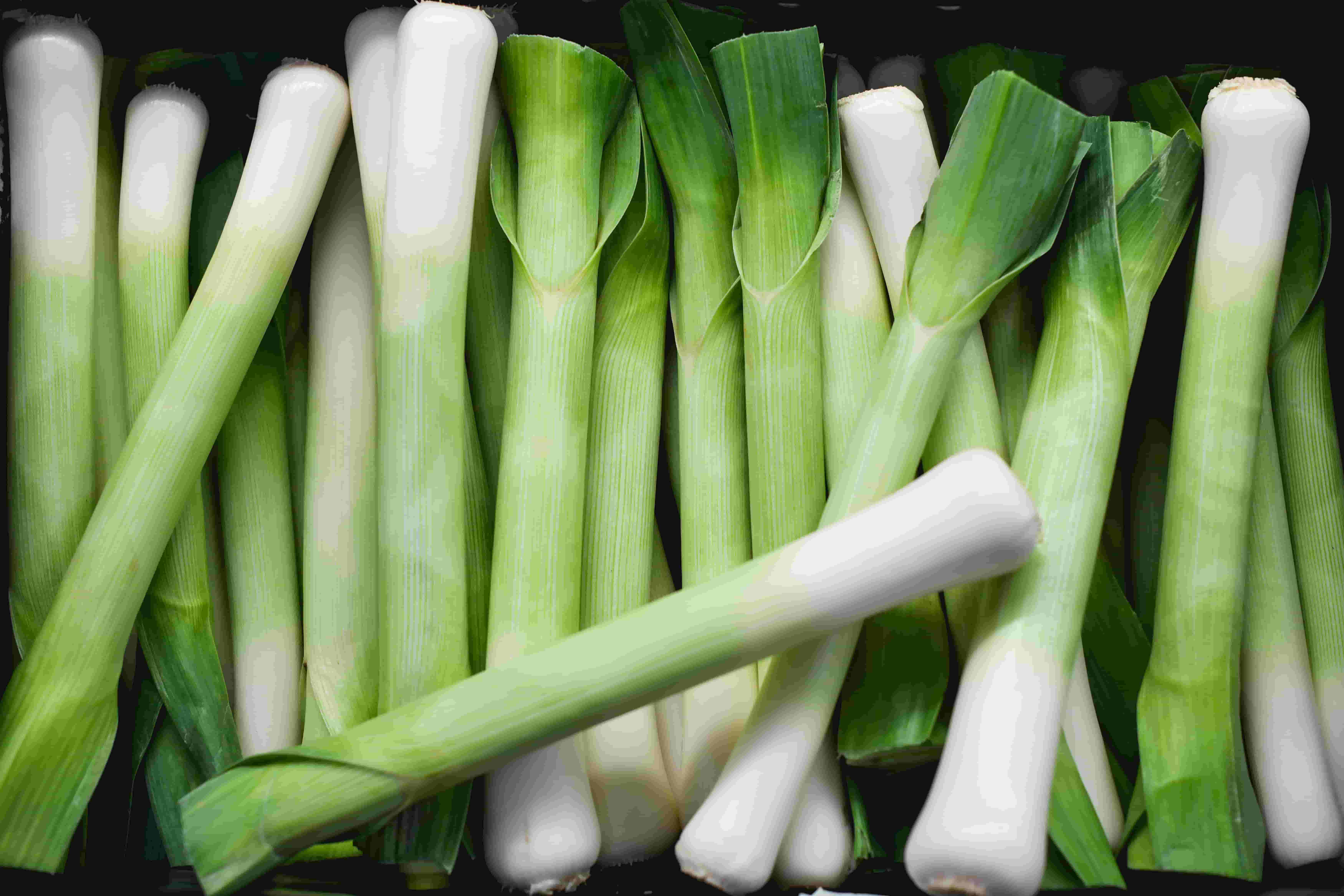 Raw green leeks